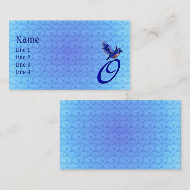 Bluebird Monogram Initial O Elegant Business Card (Front/Back)