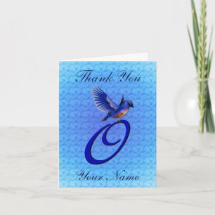 Bluebird Monogram Initial O Personalised Thank You Card