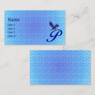 Bluebird Monogram Initial P Elegant Business Card