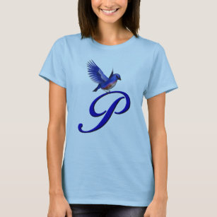 Bluebird Monogram Initial P Elegant T-Shirt