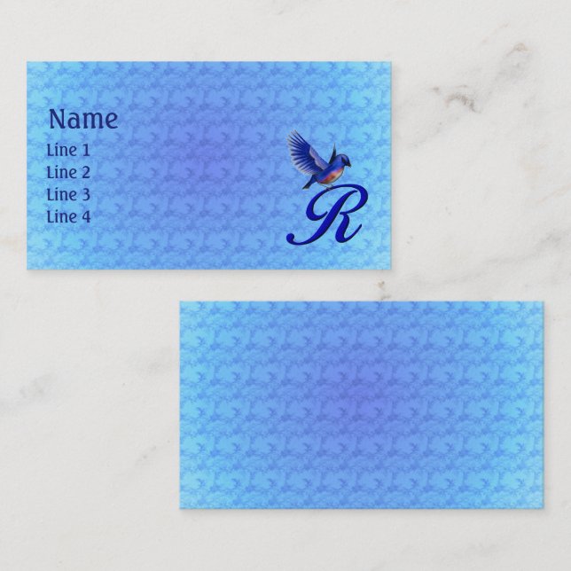 Bluebird Monogram Initial R Elegant Business Card (Front/Back)