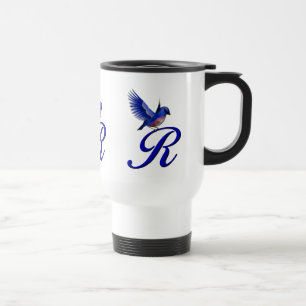 Bluebird Monogram Initial R Elegant Travel Mug
