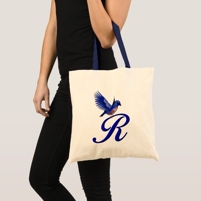 Bluebird Monogram Initial R Tote Bag (Front (Product))
