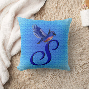 Bluebird Monogram Initial S Cushion