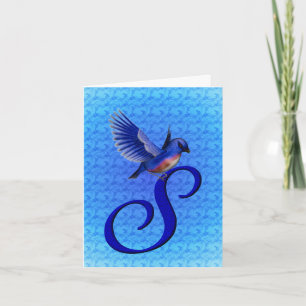 Bluebird Monogram Initial S Elegant Note Card