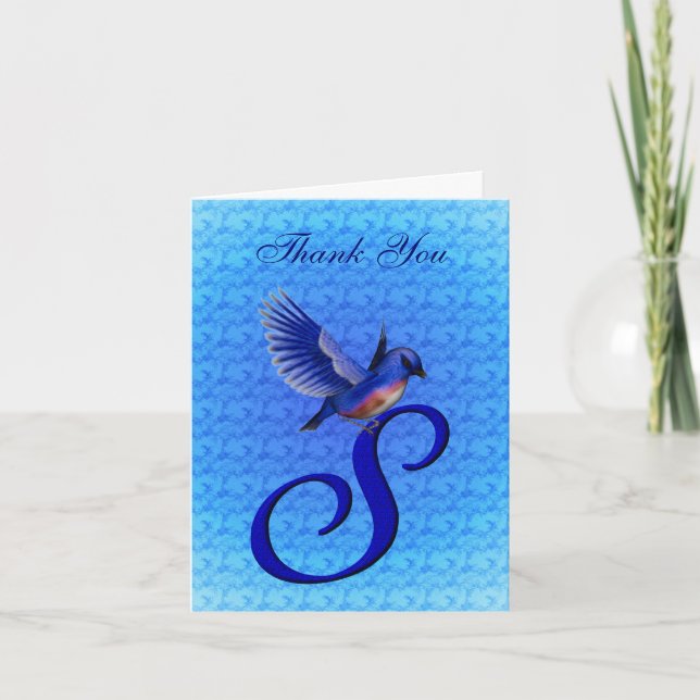 Bluebird Monogram Initial S Elegant Thank You (Front)