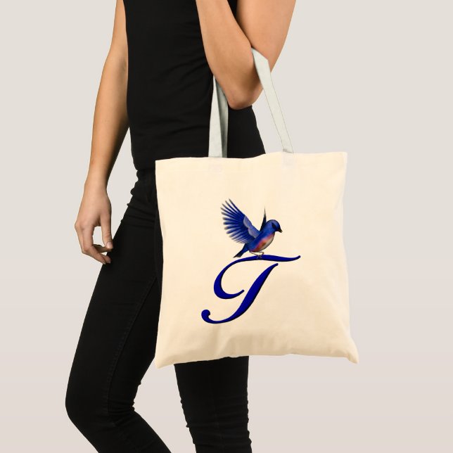 Bluebird Monogram Initial T Tote Bag (Front (Product))