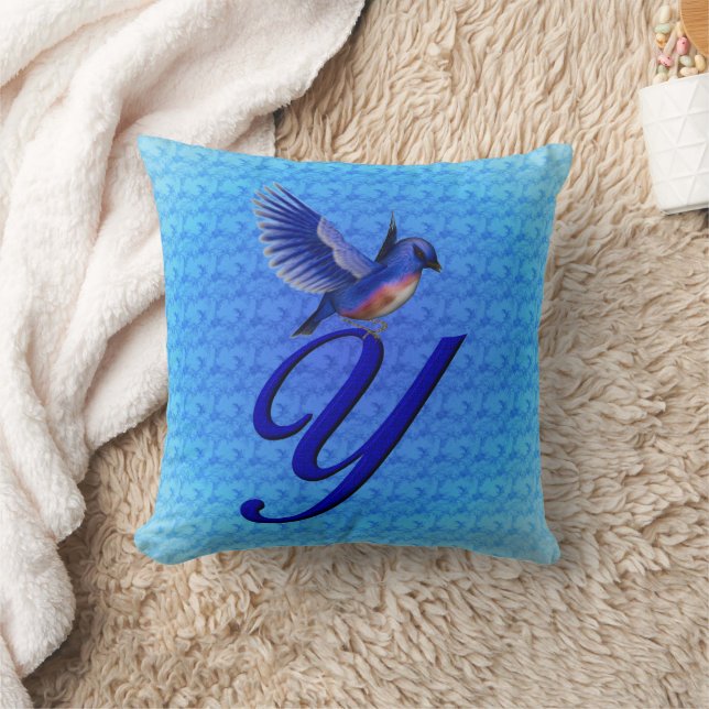 Bluebird Monogram Initial Y Cushion (Blanket)