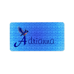 Bluebird Monogram Your Name Initial A Label