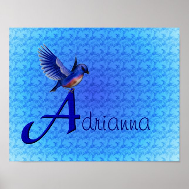 Bluebird Monogram Your Name Initial A Poster (Front)
