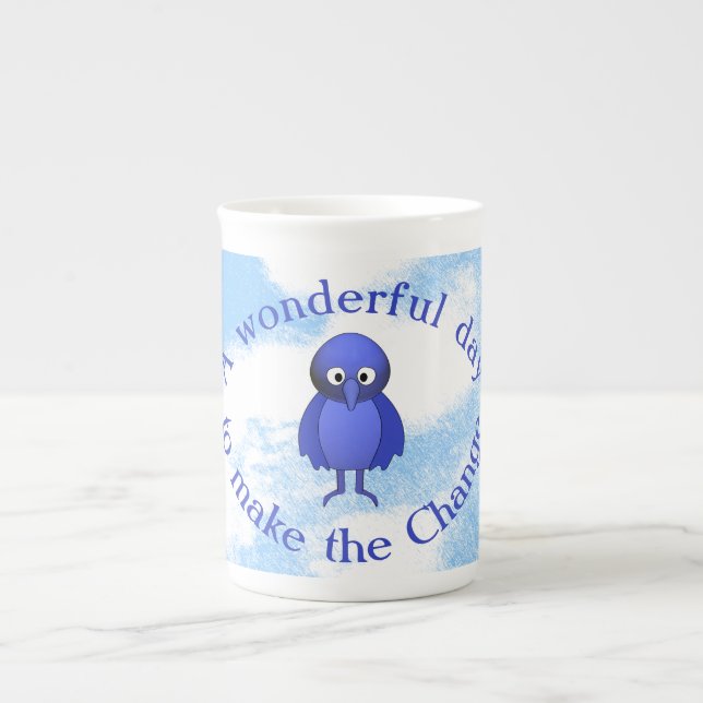 Bluebird Motivation Bone China Mug (Front)