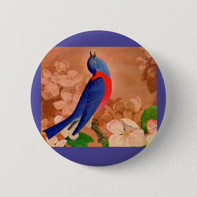 bluebird of happiness 6 cm round badge (Front)
