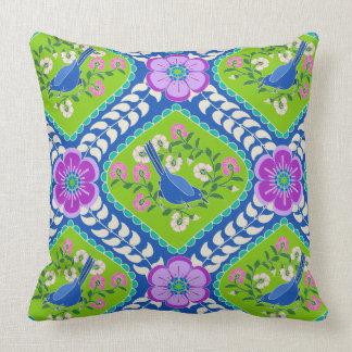 Bluebird of Happiness Bright Bohemian Pillow