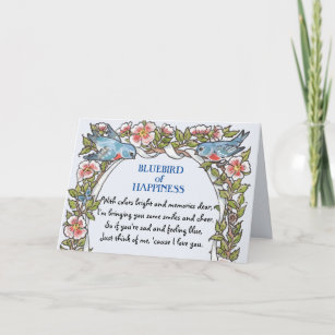 Bluebird of Happiness Floral Poetry Blue Get Well Card