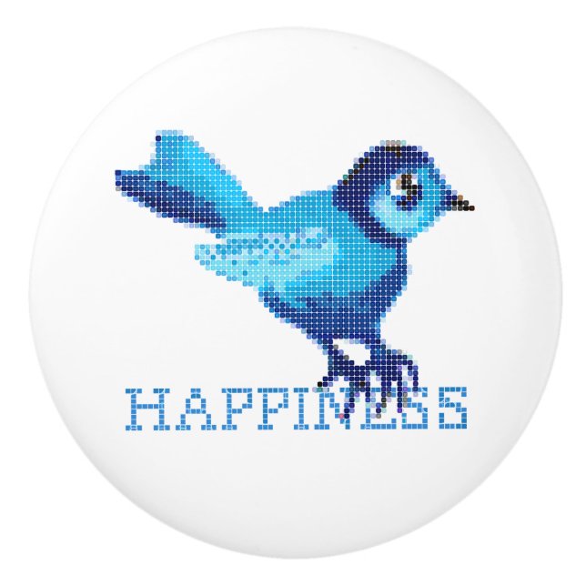 Bluebird of Happiness folk art Ceramic Knob (Front)