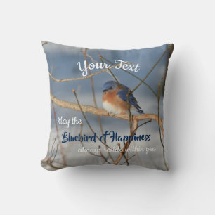 Bluebird Of Happiness Inspirational Personalised   Cushion
