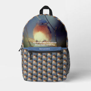 Bluebird Of Happiness Inspirational Personalised Printed Backpack
