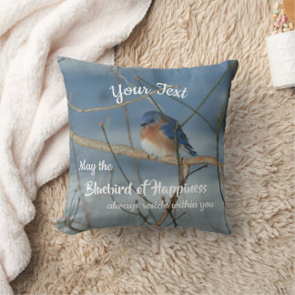 Bluebird Of Happiness Inspirational Personalized   Cushion