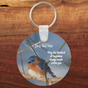 Bluebird Of Happiness Inspirational Personalized Key Ring