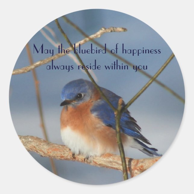 Bluebird Of Happiness Inspirational Sticker (Front)