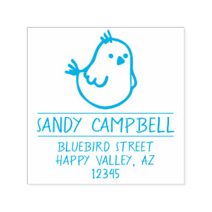 Bluebird of Happiness Return Address - Blue Bird Self-inking Stamp
