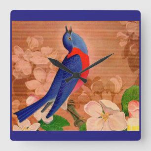 bluebird of happiness square wall clock