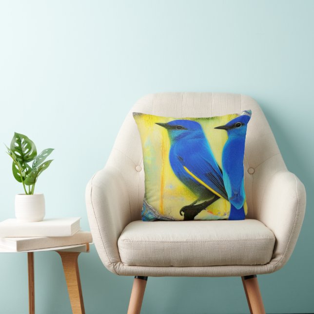 Bluebird of Happiness Throw Pillow (Chair)