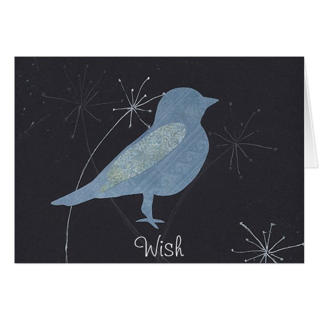 Bluebird of Wishfulness Collage Art Card (Front Horizontal)