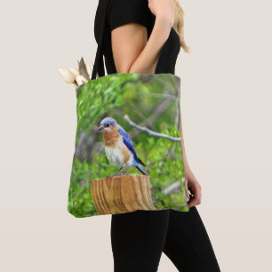 Bluebird on a Fence Post Tote Bag