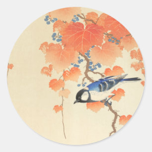 Bluebird on a Paulownia Tree  Classic Round Sticker