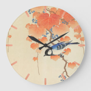 Bluebird on a Paulownia Tree Large Clock