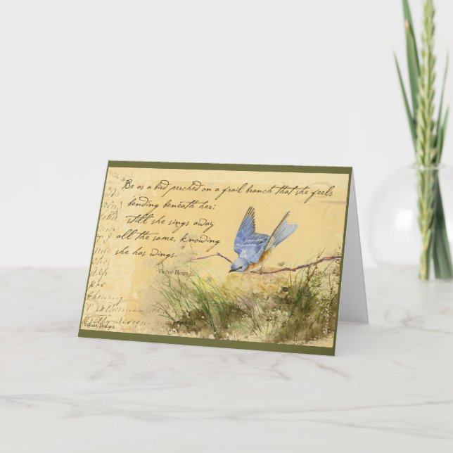 Bluebird on Branch & Victor Hugo Quote Card (Front)