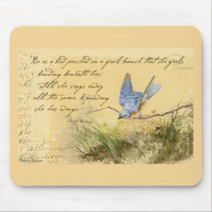 Bluebird on Branch & Victor Hugo Quote Mouse Pad
