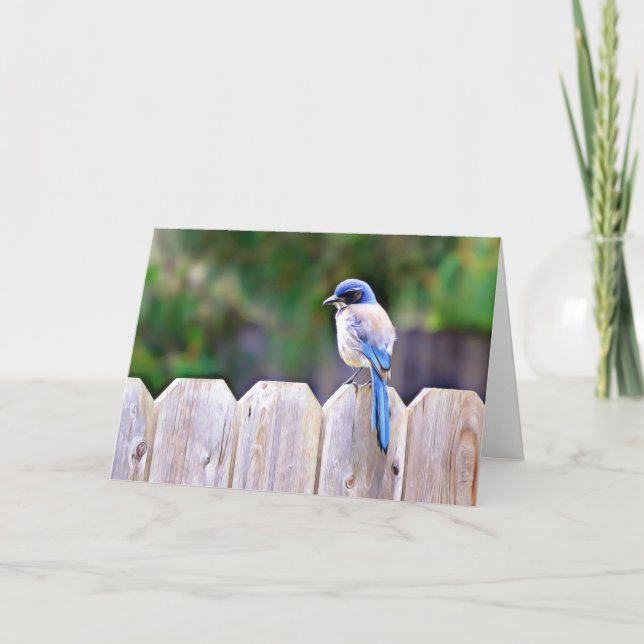 Bluebird On Fence Scripture Card Psalm 91:2 (Front)