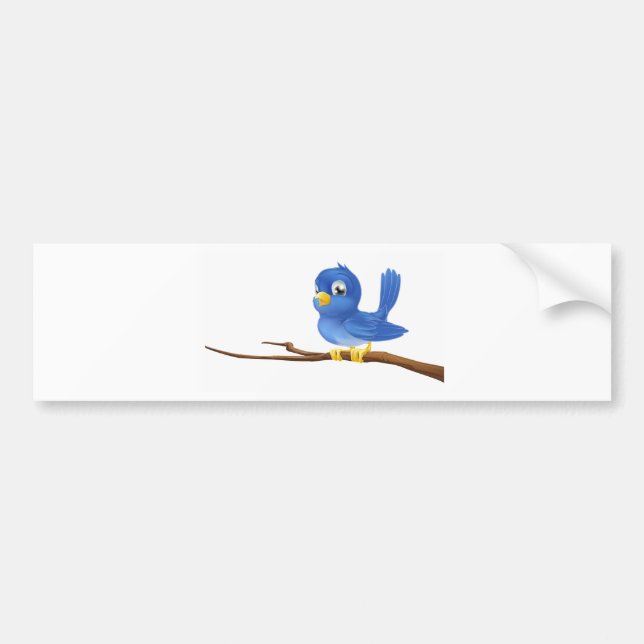 Bluebird on tree branch bumper sticker (Front)