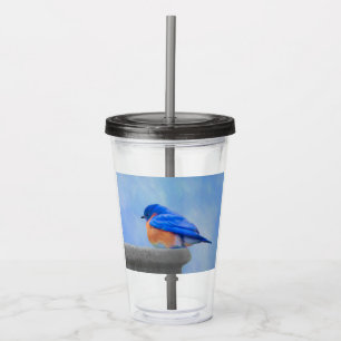 Bluebird Painting - Original Bird Art Acrylic Tumbler