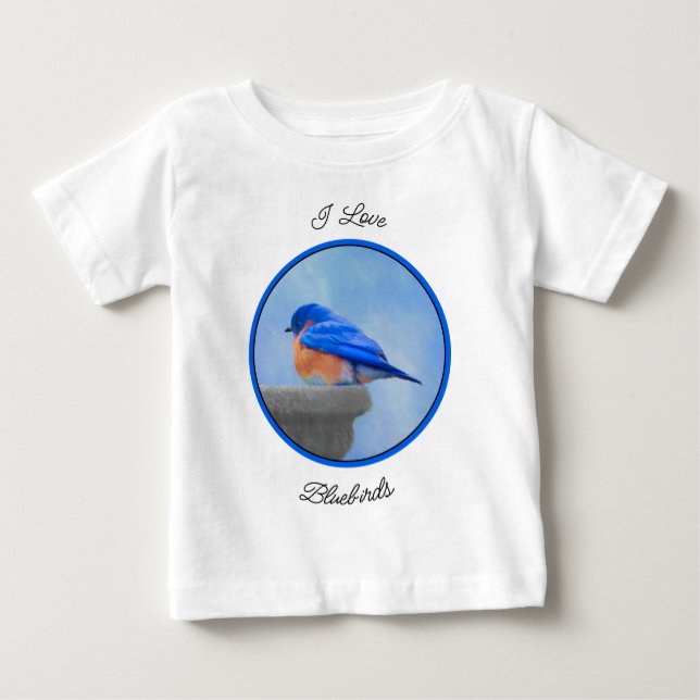 Bluebird Painting - Original Bird Art Baby T-Shirt (Front)