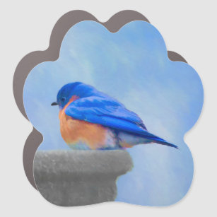 Bluebird Painting - Original Bird Art Car Magnet