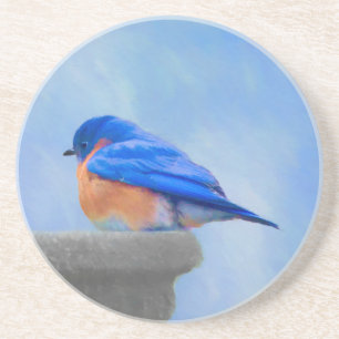 Bluebird Painting - Original Bird Art Coaster