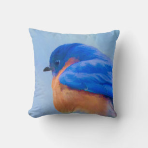 Bluebird Painting - Original Bird Art Cushion