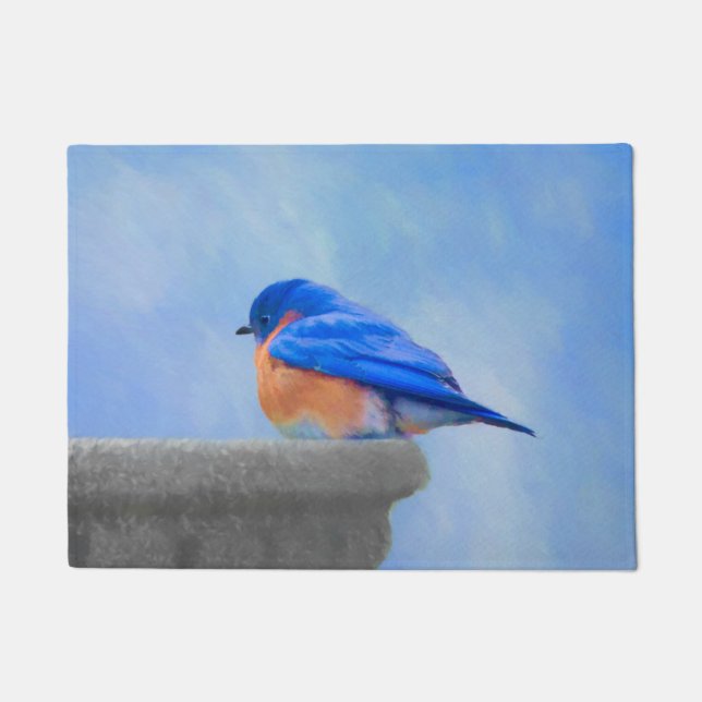 Bluebird Painting - Original Bird Art Doormat (Front)