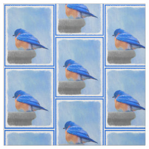 Bluebird Painting - Original Bird Art Fabric