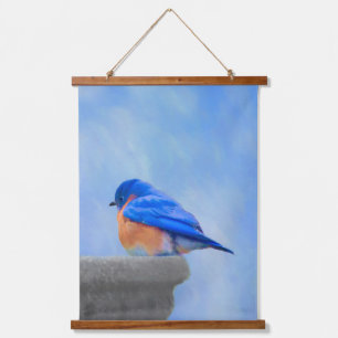 Bluebird Painting - Original Bird Art Hanging Tapestry