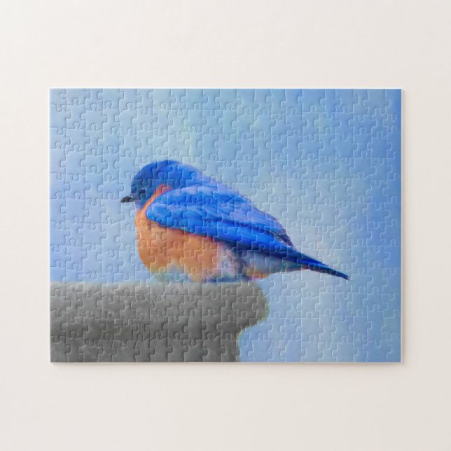 Bluebird Painting - Original Bird Art Jigsaw Puzzle (Horizontal)