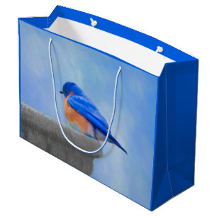 Bluebird Painting - Original Bird Art Large Gift Bag