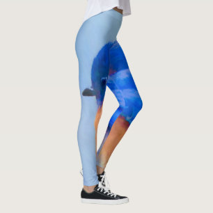 Bluebird Painting - Original Bird Art Leggings