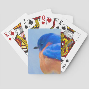 Bluebird Painting - Original Bird Art Playing Cards