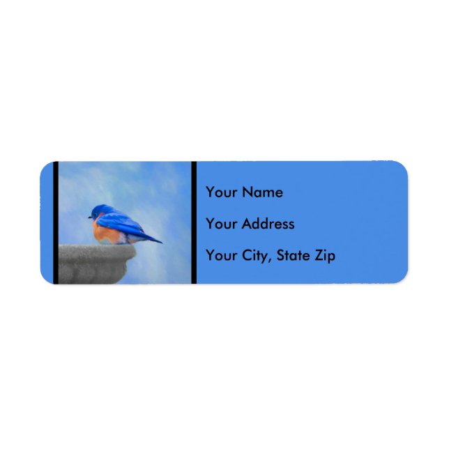 Bluebird Painting - Original Bird Art Return Address Label (Front)