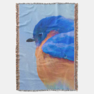 Bluebird Painting - Original Bird Art Throw Blanket