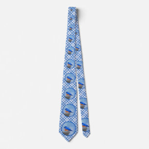 Bluebird Painting - Original Bird Art Tie